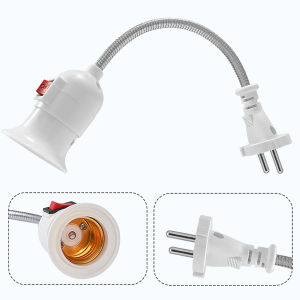 EU Plug to E27 Socket Adapter Wall Mounted 360° Rotatable Flexible Lamp Holder with On/Off Switch