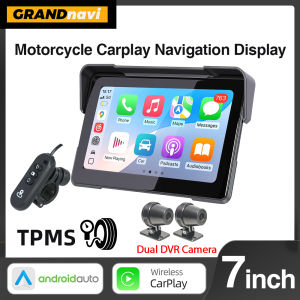 Grandnavi | Portable 7" IP67 Waterproof Motorcycle Navigation 2K DVR Android Auto Carplay Screen for Moto Cameras Video Recorder BT Monitor