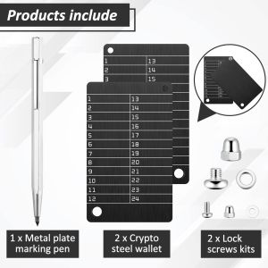 2 encrypted wallets and 1 metal plate marker pen the cryptocurrency wallet is used for hardware cold backup seed storage suita