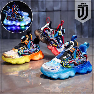Sepatu Sneakers Tali Rotasi Lampu LED Motif ULTRAMAN / Sepatu Kets Anak Laki Laki Model Tali Putar Sporty / Sepatu MENYALA Anak Balita Cowok Fashion Keren / Sepatu SPORT Baby Casual Pria Sol Menyala / Sepatu Running Anak Balita LED Motif Superhero Trendy