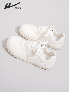 Womens Sport Shoes Fufu Flat Bottom Puffball Sneakers Casual Fashionable All-Match Cross-Tie Mouth Synthetic Leather