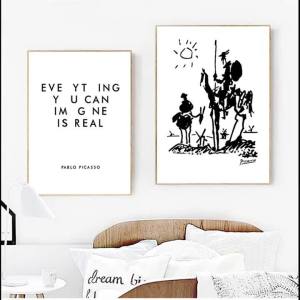 KAYOU | Pablo Picasso Tranh Nghệ Thuật In Canvas Don Quixote Poster Phong Cách Cổ Điển Ảnh Treo Tường Trang Trí Nhà Unframed Mực Chống Thấm Nước