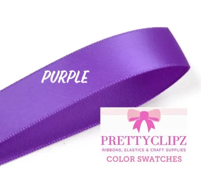 Satin Ribbon Double Face Edge High Quality Blue Green Violet Yellow & Brown Shades All Sizes