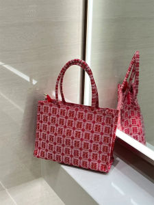 Red Wedding Tote Bag Large Capacity Canvas Handbag Bride Grooming Bag Chinese Character Embroidery Soft Handle Purse for Women