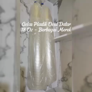 ( 1 PACK ) CUP GELAS PLASTIK DATAR NATURAL18 OZ GELOZ PREMIUM MERAK OOLALA TIP TOP 25 50 PCS