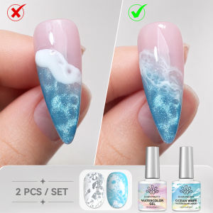 BORN PRETTY | BORN PRETTY 2Pcs Ocean Wave White Gel Nail Polish with Watercolor Gel Polish Summer Manicure Semi Permanent Soak Off UV LED Gel