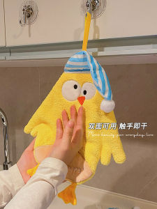 Cute Cartoon Hand Towel Coral Fleece Absorbent Quick Dry Hanging Style for Bathroom Home Use Childrens Hand Wiping Cloth