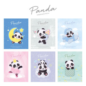 Panda Embroidery Patch Clothing Patch IPad Case Mobile Self Adhesive Sticker Linen Bag Hat Decorative Patch Cartoon Animation