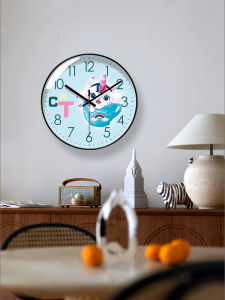 Modern Fashion Cat Theme Quartz Clock Early Education Silent Wall Clock PVC Material round Shape Battery Powered Living Room Decor