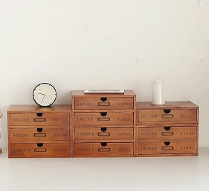 Th-ไม้เนื้อแข็งโต๊ะเก็บของกล่องไม้วินเทจโต๊ะเครื่องแป้งน้ำหอมเครื่องสำอางชั้นวางของตารางถ้วยเก็บของตู้