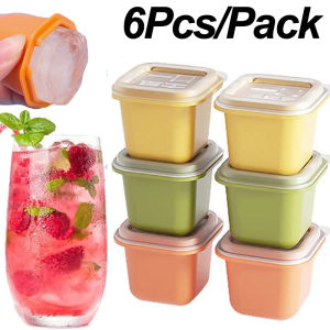6Pcs/Set Creative Multicolor Mouthful Summer Ice Cube Mold DIY Reusable Ice Cream Maker Single-cell Ice Mould with Lid