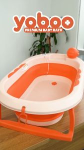 Yoboo Happy Whale Foldable Baby Bath - Orange | Space-Saving | Lightweight