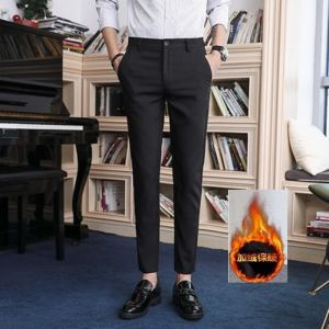 Quần Ống Đứng Màu Đen Dài Đến Mắt Cá Chân Dành Cho Nam Quần Dài Thường Ngày Quần Tây Thời Trang Mùa Hè Cạp Vừa Dáng Ôm