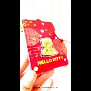 Sanrio Lucky Kitty Leatherette Bag Charm & Card Holder with 24K Gold-Plated Charm [The Singapore Mint]
