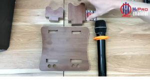 Chân Micro Để Bàn Gỗ Mdf Cao Cấp Chân Đế 2 Micro Để Bàn 4 Lỗ Pin AA Thiết Kế Sang Trọng Tiện Dụng-H2Pro Audio