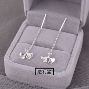 925 Sterling Silver Ginkgo Leaf Earrings for Pierced Ears Womens Fashion Jewelry Lightweight Luxury Trendy New Arrival