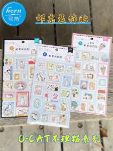 Adorable Cartoon Cat Stickers Decorative Stamp Postage Decals  Style Available for Bullet Journal Decoration And More