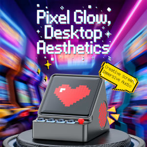 NEWMSNR Smart RGB Pixel Art Wireless Bluetooth Speaker Retro Mini Arcade Cabinet Desktop Audio Soundbar Custom App DIY Animation Night Light Alarm Clock TF Card AUX Portable Subwoofer Speaker for Gaming Desk Setup Home Decoration Creative Gift