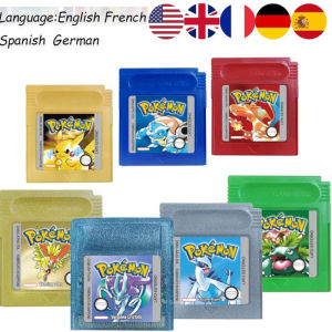 Takara Tomy | #~ USA ESP FRA GBC Pokemon Cartridge Bundle Red/Blue/Crystal/Gold/Silver/Yellow/Green Multilingual Card Pokemon Game Card
