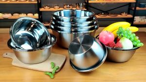 <🎁 ของขวัญปีใหม่ > ชามผสมสแตนเลส (มีให้เลือกซื้อ 7ขนาด) ชามผสมแป้ง ชามผสมอาหารสเตนเลส ชามผสมแป้งขนม ชามผสมสเตนเลส โถผสมสแตน