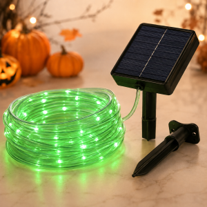 2Pcs Solar Green LED Tube String Lights 8 Flashing Modes Outdoor Garden Patio Christmas Party Decor 7M 12M 17M 22M