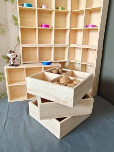 Bedroom Wooden Desktop Storage Box Four Grids Creative Handmade Organizer for Junk Items Bracelets And Small Accessories