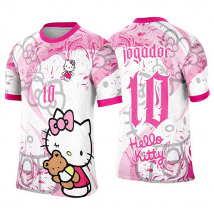 Sanrio | Hot Sell New Style Hello Kitty Soccer Jersey Sportswear T-Shirt Family Sport Shirt Comfort Breathable Tee 3d Fashion Clothes