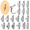 1PC Surgical Steel Cz Butterfly Bee Belly Button Ring Septum Ring Clicker Belly Clip Navel Ring Curved Barbell Piercing Jewelry. 