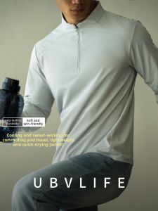 UBV | Lightweight Quick-Dry Half-Zip Stand Collar Long Sleeve T-Shirt