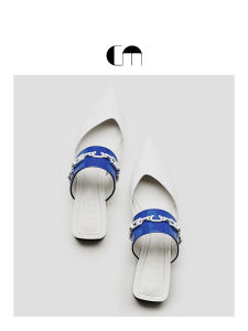 Autumn Winter Womens Color-blocked Chain Flat Slippers