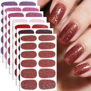 Cute Girly Style Nail Art Stickers 12-Piece Set of Ready-to-Use Self-Adhesive Waterproof Glitter Nail Decals