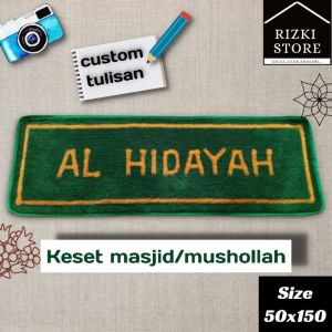 Keset Masjid Custom Tulisan Anti Slip 50x150cm Keset Rumah Bisa Ganti Nama