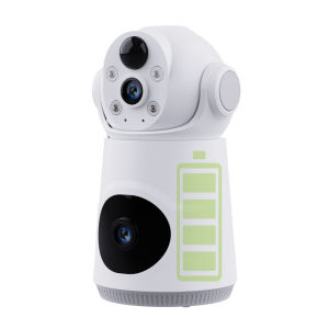 Dual lens 8MP HD Wireless CCTV Battery Powered WiFi /4G SIM Camera CCTV Night Vision 360 Rotation Indoor IP Camera