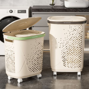 Rổ đựng đồ giặt đóng mở nặng có nắp & bánh xe-Giỏ quần áo lưới thông gió cực lớn cho phòng tắm/phòng ngủ Thùng Lưu Trữ có thể gập lại cho đồ chơi/đồ ăn nhẹ (dung tích 10-60l khung chống gỉ)