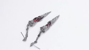 Gothic Black Red Feather Drop Earrings Punk Zircon Geometric Tassel Dangle Alternative Jewelry Gift For Men Women