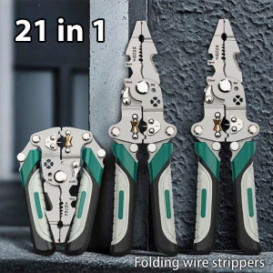 Multi-Function Wire Stripper Pliers Electrician Tool With Crimping Cutting and Wrench Features Foldable Design For Easy Storage