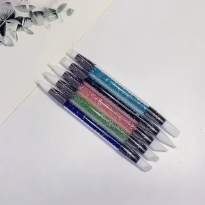 Silicone Nail Art 2-Ways Sculpture Pen 3D Carving DIY Glitter Powder Liquid Manicure Dotting Tools