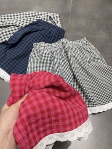 Quần Short Ống Rộng Họa Tiết Kẻ Caro Ren Mỏng Mùa Hè Cho Nữ Cỡ Lớn 300 Pound Quần Áo Mặc Nhà