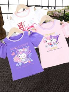 Áo Thun Tay Ngắn Cotton Cho Bé Gái Mùa Hè Mới Về in Họa Tiết Hoạt Hình Phong Cách Hàn Quốc Cổ Tròn Thoáng Khí