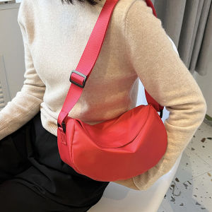 Casual Nylon Crossbody Bag Korean Style Single Shoulder Travel Backpack for College Students Cool Street Outfit Wide Strap