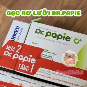 Gạc rơ lưỡi Dr.Papie vệ sinh răng miệng cho bé hộp 30 gói gạc tưa lưỡi cho bé sơ sinh làm sạch răng lưỡi nướu