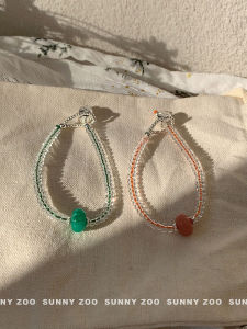 SunnyZoo Korean Style  Clear Cool Feeling Transparent Beaded Bracelet Daily Layering Plant Floral Womens Fashion Jewelry