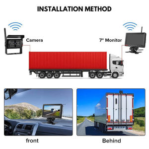 Wireless 7" Monitor Car Dual Rear View Backup Camera for Bus Truck Caravan RVs