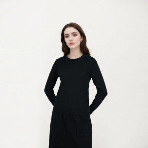 miiow | Womens Cotton Wool Knitted Long Sleeve Round Neck T-shirt Inner Wear Outer Wear Base Layer Shirt Soft Comfortable Autumn New Style