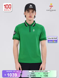 Castelbajac Golf Mens Short Sleeve T-Shirt Lightweight Breathable Comfortable Summer Flip Collar Shirt Sport Fitness Fan Gear