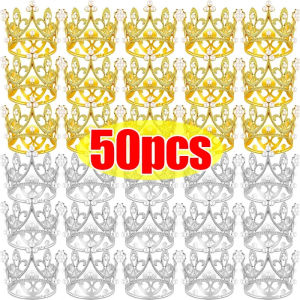Dizoey Mini Pearl Crown Cake Decoration Cupcake Toppers DIY Cake Baking Decoration Kids Hair Ornaments For Wedding Birthday Party Decor