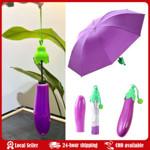 Portable Folding Umbrella Compact Size 8 Ribs Design UV Resistant Umbrella Manual Open Durable Fruits Umbrella Carrot Corn Eggplant Shaped Umbrella Rainy and Sunny Umbrella Creative 8-Bone Umbrella Silver Vinyl Sunscreen Umbrella