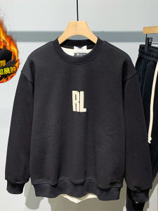 Áo Nỉ Dày Cổ Tròn Lót Lông Cừu in Chữ Rộng Rãi Thường Ngày Mùa Đông Cho Nam Áo Nỉ Cotton Polyester Kháng Khuẩn Thời Trang