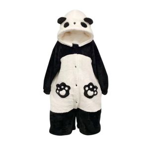 Bộ Đồ Ngủ Lông Cừu San Hô Dày Mùa Đông Cho Nam Và Nữ Áo Choàng Ngủ Mèo Gấu Áo Khoác Len Dài Tay Quần Dài Mặc Nhà Thoải Mái