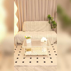 Elegant Round Double-Drawer Coffee Table with High Gloss Finish for Living Room